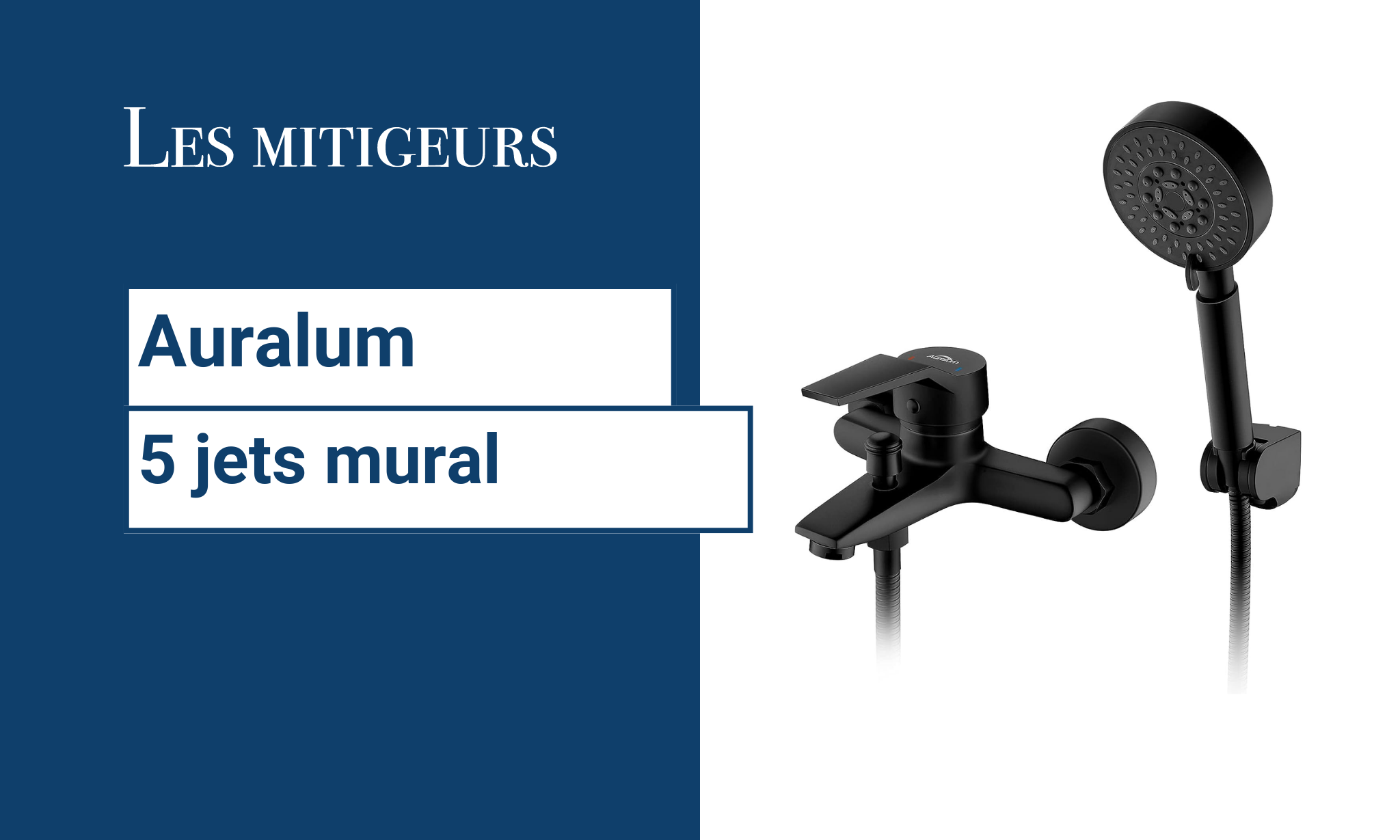 Avis Auralum mitigeur noir mat 5jets mural